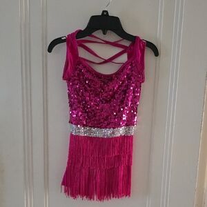 Weissman Fuchsia Sequin Fringe Dance Costume